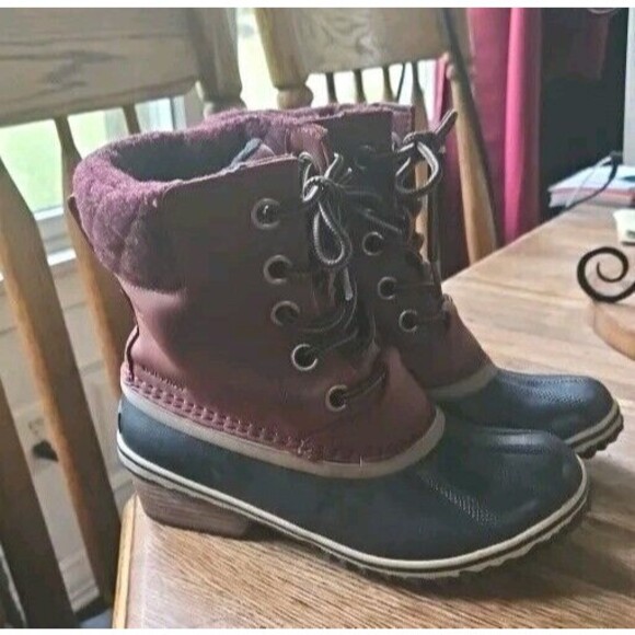 Sorel Slimpack II Duck Winter Boots Cranberry Size 5 Snow Boot Natural Rubber EC - Picture 1 of 8
